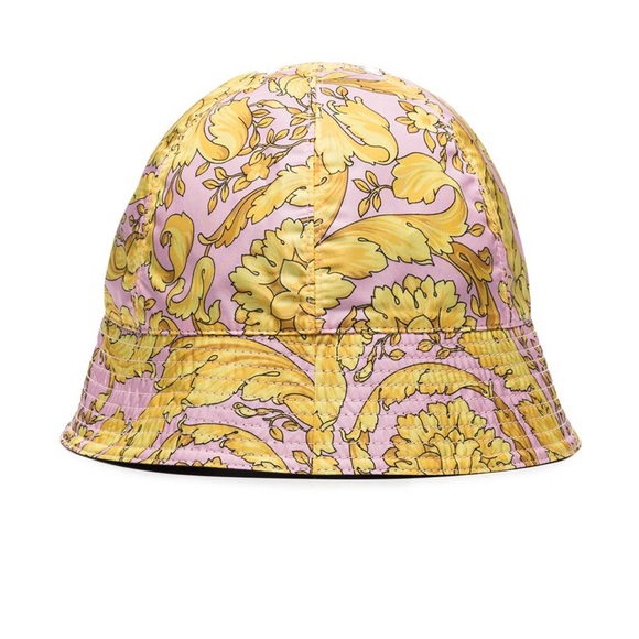 NEW Versace Barocco Print Pink/Yellow Summer Bucket Hat - 57 - Picture 3 of 12